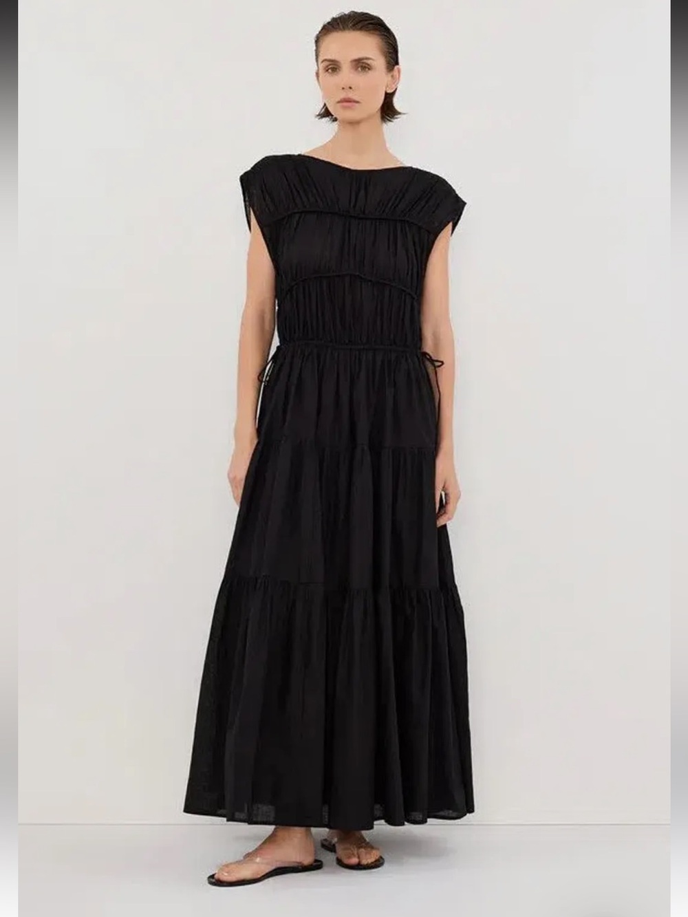 Dissh Flynn Linen Blend Maxi Dress Black UK 12/US 8